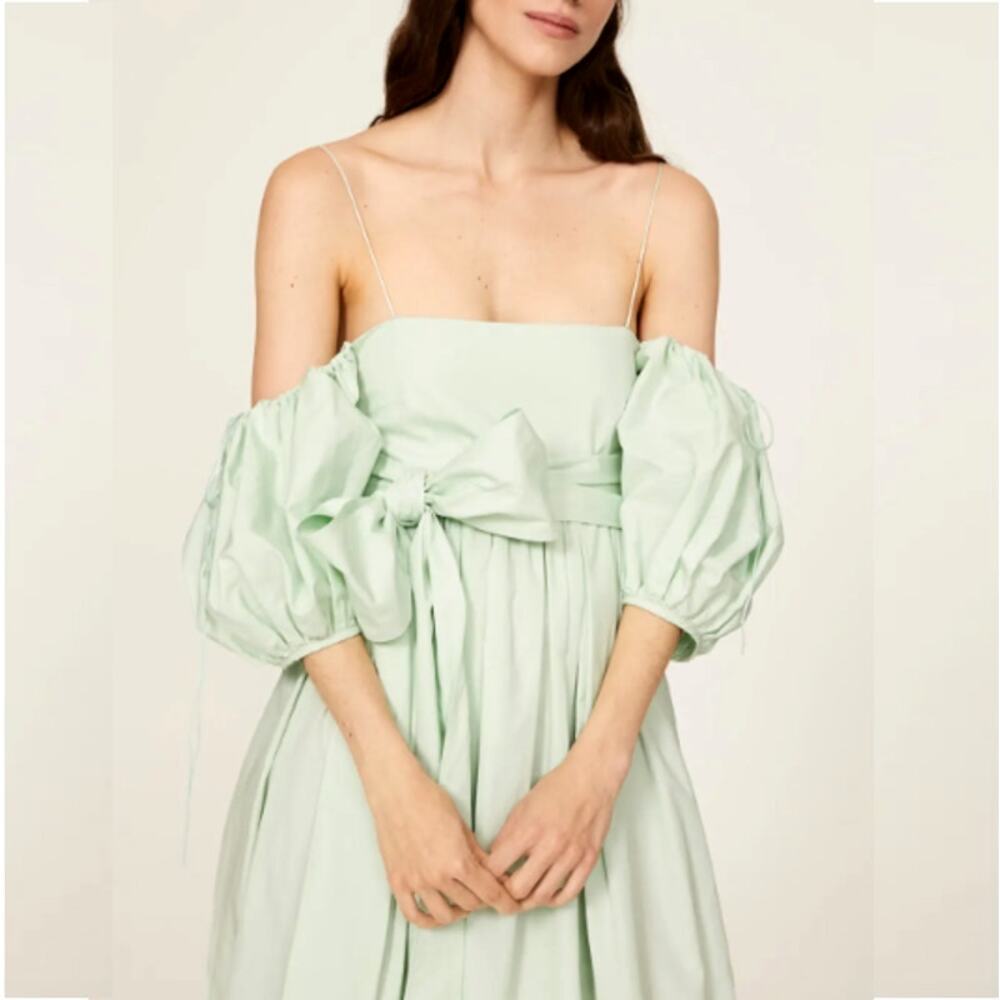 Cecilie Bahnsen Green Puff Sleeve Midi Joel Dress 2